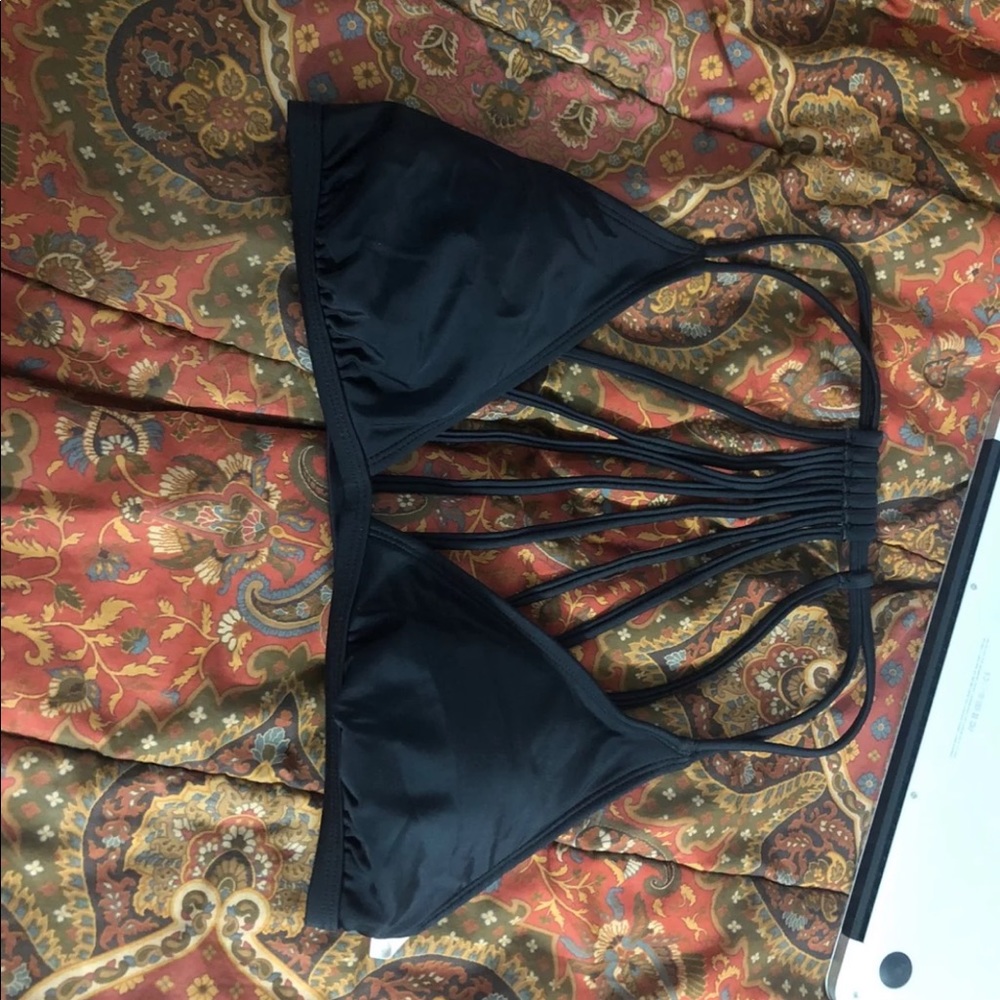 Strappy black bathing suit top
